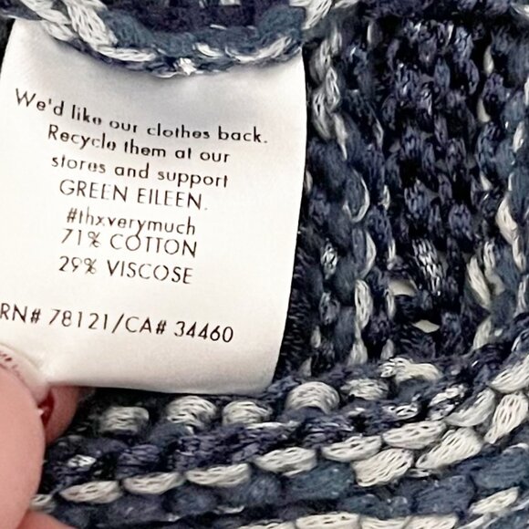 Eileen Fisher Small Crochet Short Sleeve Sweater in Indigo Blue - Picture 5 of 6